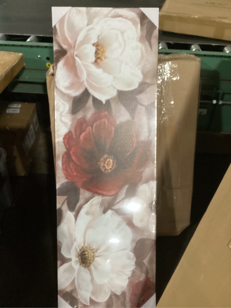 Condition photo showing Good Condition for renditions gallery canvas flower wall art home glam paintings & prints colorful rose garden modern romantic botanical wall hanging decorations for bedroom office kitchen - 12"x24" lt43 24"l x 12"w transient garden reds (2)