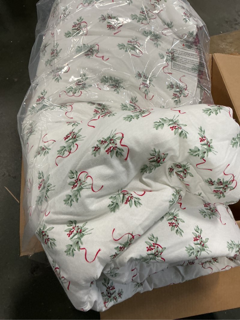 Condition photo showing Good Condition for Martha Stewart - King Bedding Comforter Sets, Wonderfully Plush & Naturally Soft Cotton Flannel Bedding w/Matching Pillowcases, 3 Piece Bed Sets (Yuletide Spruce Plaid/Holiday Ribbons Red) King Yuletide Spruce Plaid/Holiday Ribbons Red