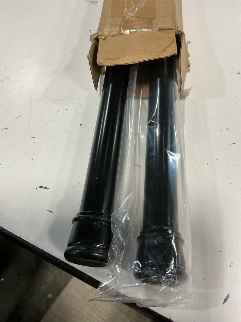 Condition photo showing Good Condition for 2 Pack No Sectional Assembly Shower Curtain Rod 56-104 Inch, 1" Diameter Spring Long Adjustable Tension Curtain Rods for Bathroom Windows Closet No Drilling No Rust, Black Black, 2Pack 56-104Inch, No Assembly