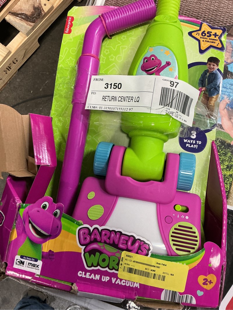 Condition photo showing As Is for barney fisher-price musical vacuum toy