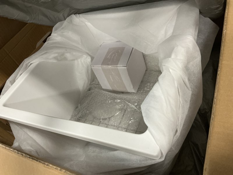 Condition photo showing Good Condition for 16 inch white bar sink undermount -bokaiya 16x16 quartz small kitchen sink with faucet combo wet bar undermount sink single bowl outdoor rv kitchen sink white 16"l x 16"w x 10"d