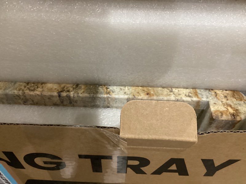 Condition photo showing Good Condition for Natural Marble Tray Marble Pedestal Stand for Kitchen Counter, Bathroom, Home Decor, Small Plant Tray 4.02" x 15.98" Soap Dish Holder for Jewelry, Vanity, Counter Luxury Decorative Tray (Kashmir Gold)