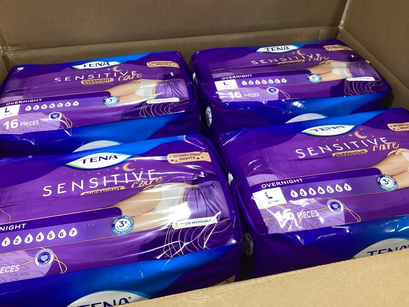 Condition photo showing Good Condition for tena sensitive care overnight incontinence underwear for women large, 64 count (new sizing) large 64