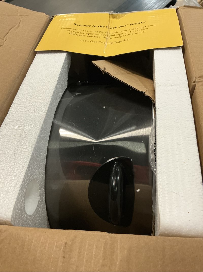 Condition photo showing As Is for Crock-Pot Large 8-Quart Programmable Slow Cooker with Auto Warm Setting Black Stainless Steel