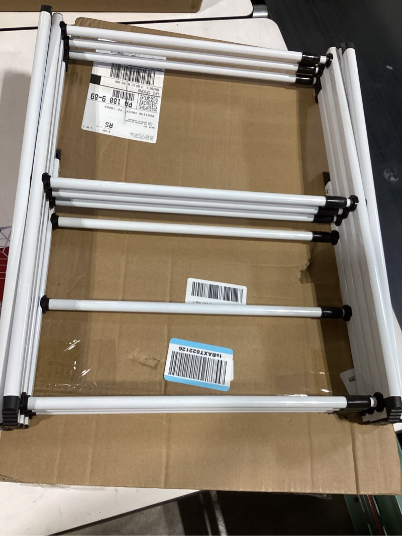Condition photo showing Good Condition for amazon basics foldable portable clothes drying rack for indoor air drying, collapsible design, 14.5" d x 29.5" w x 41.8" h, white