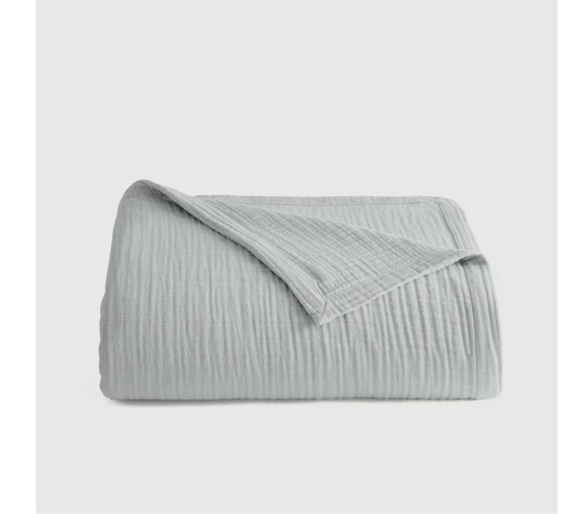 organic cotton gauze blanket, full/queen, mist