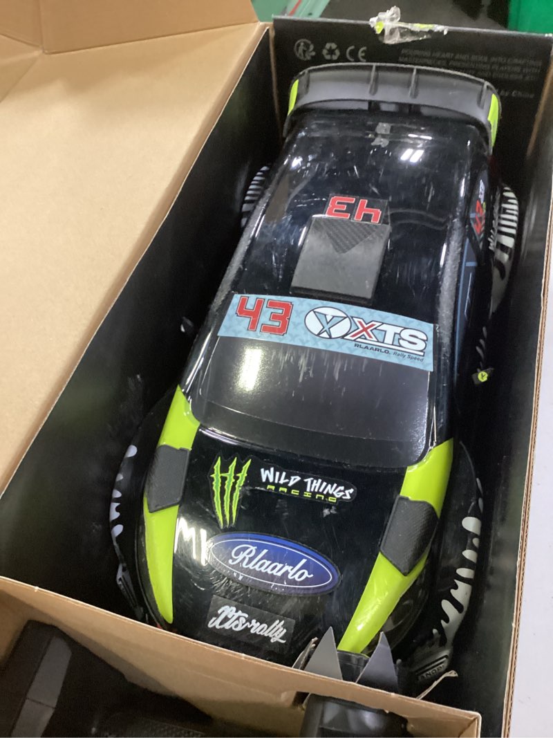 Condition photo showing As Is for riaario 1/10 brushless rc cars, 50 mph rally car, gyro, 4wd monster truck, 8+ ages