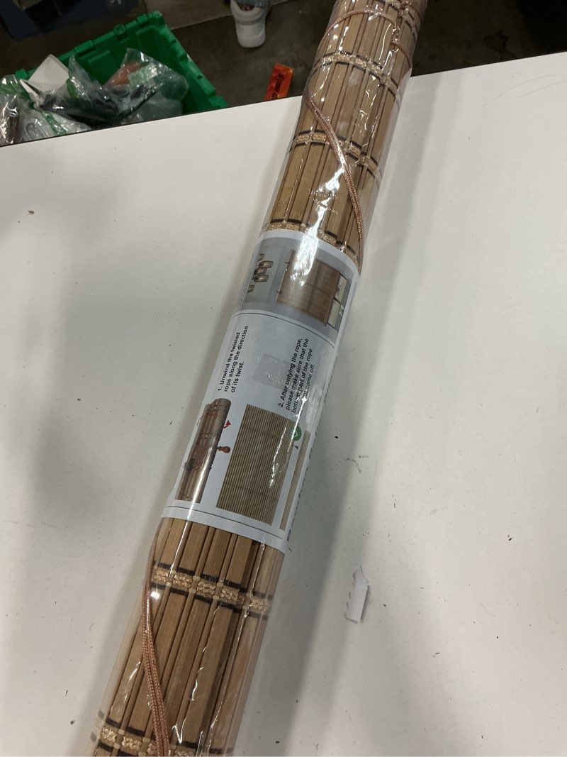 Condition photo showing New/Like New for 107x122 arlo blinds sheer bamboo roman shades with valance - tuscan, h - light filtering cordless blinds for interior windows - real natural bamboo material - mounting hardware included
