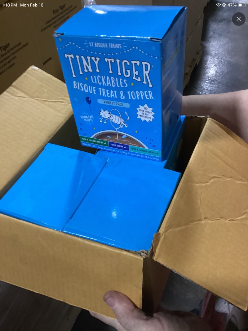 Condition photo showing New/Like New for Tiny Tiger Lickables Bisque Treat & Topper Variety Pack