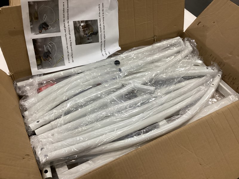 Condition photo showing As Is for langxun large size metal balloon arch kit, wedding heart arch stand, love balloon column arch frame for wedding, bridal, valentine's day, engagement and birthday party supplies (white)