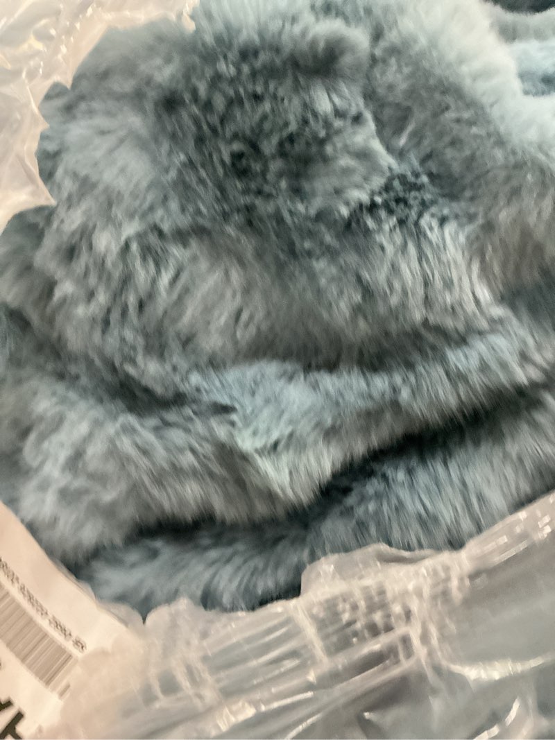 Condition photo showing Good Condition for lotus karen faux fur throw blanket sky blue - big bubble rabbit fluff blanket for couch bed sofa,softest fluffy fuzzy cozy blanket,thick furry plush shaggy warm blankets for women,90x90 inches sky blue queen (90" x 90")