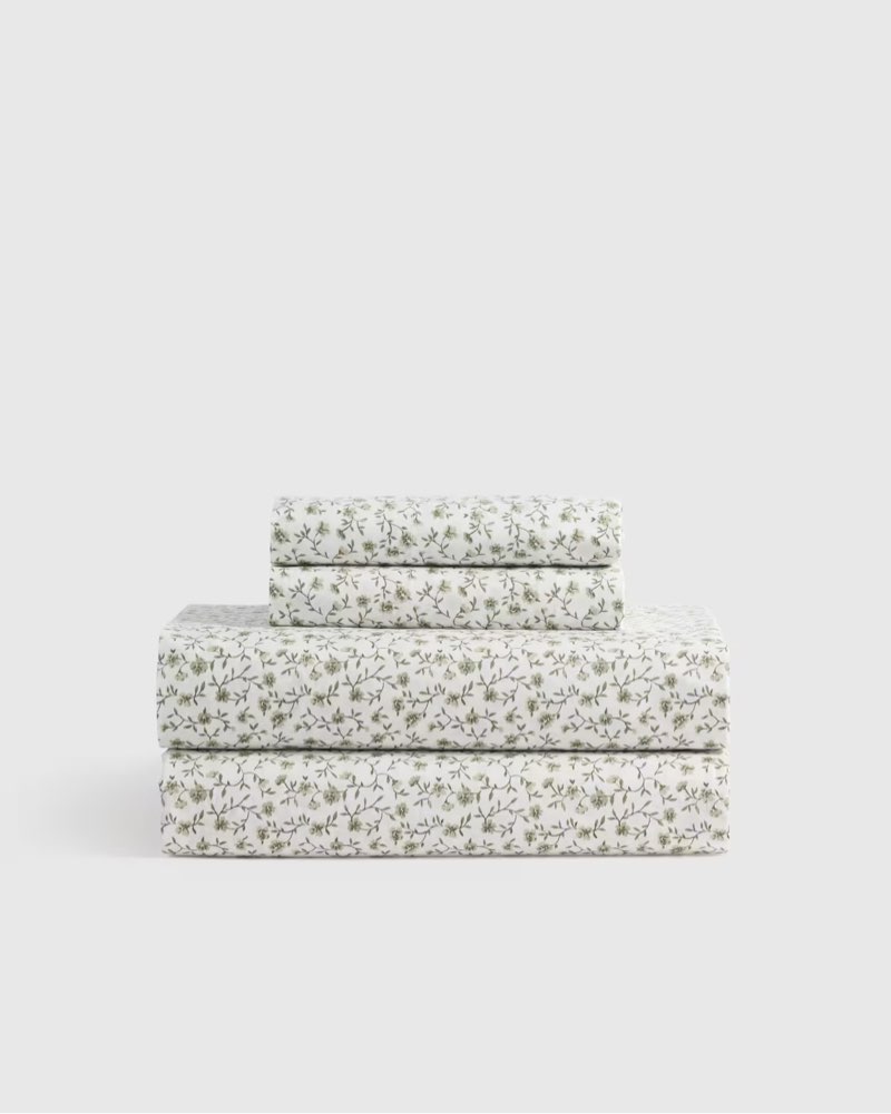 classic organic percale floral sheet set green floral full