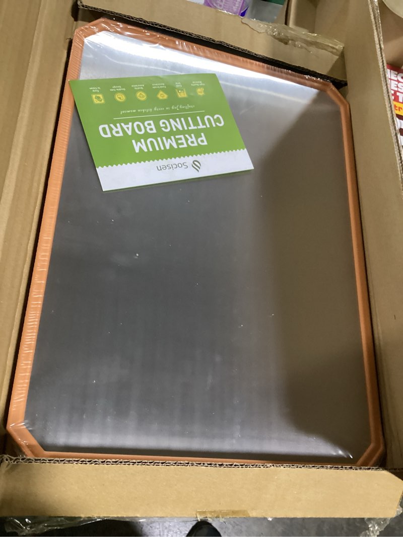 Condition photo showing Good Condition for 2 in 1 Stainless Steel Cutting Board with Handle Chopping Butcher Block not Titanium Adult Women Mom Aunt Grandma Bestie Wife Lady 1975 1965 30th 35th 40th 50th Year Old Happy Birthday Useful Gifts Morandi Orange