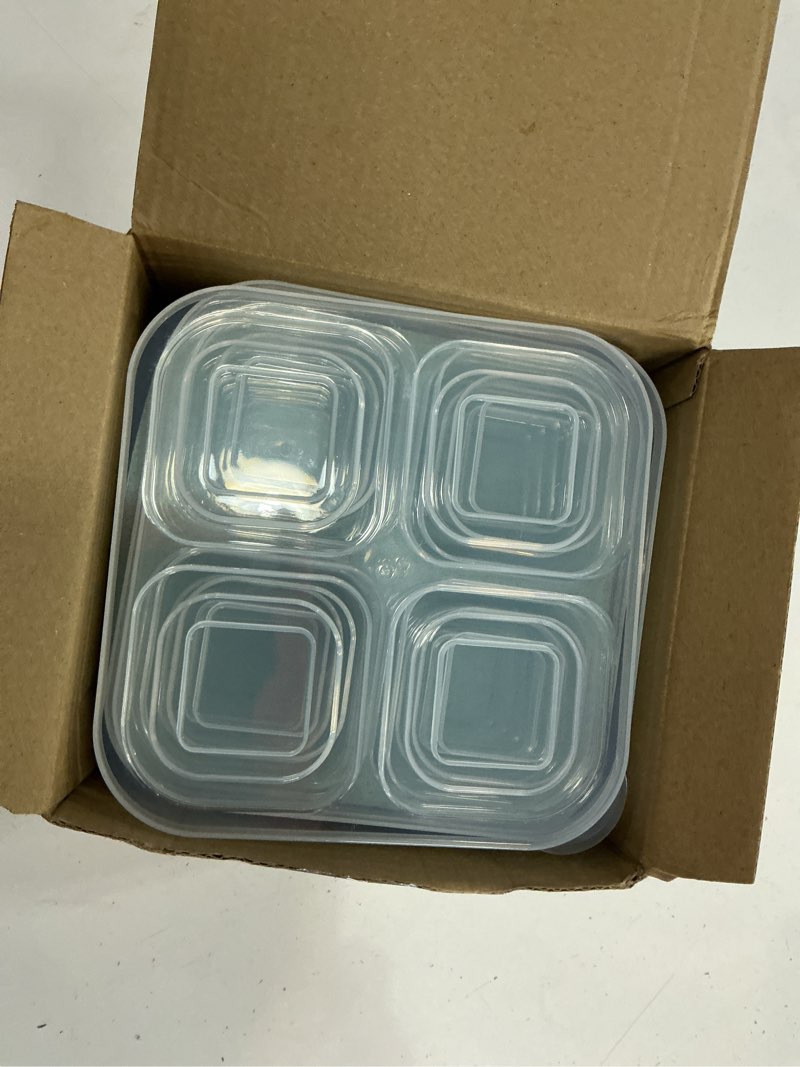 Condition photo showing Good Condition for 4 pack meal prep containers, 4 compartment bento snack boxes, reusable divided lunch box containers for adults, kids, toddlers, travel, work, school