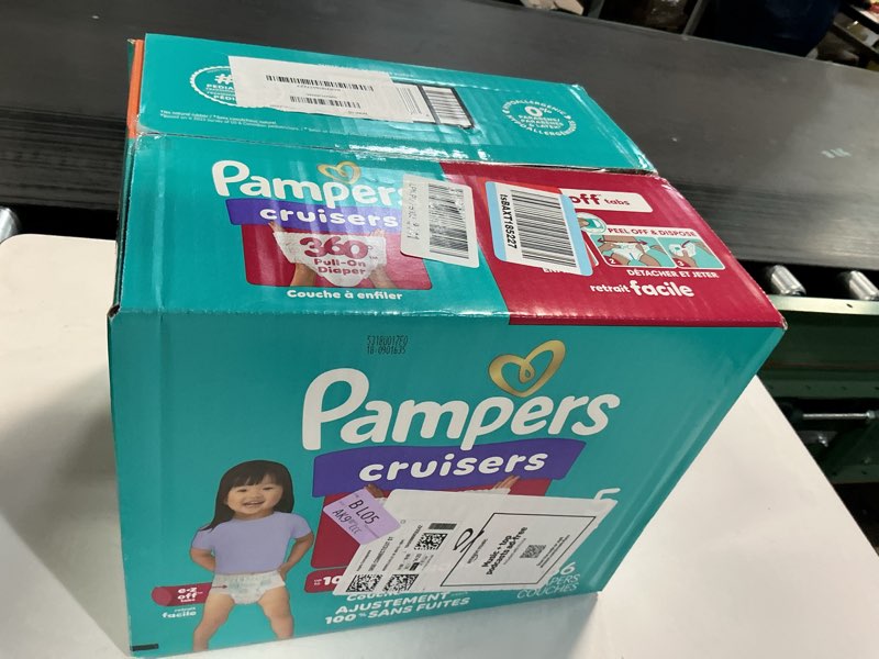Condition photo showing New/Like New for Pampers Diapers - Cruisers 360 - Size 5, 56 Count, Babyproof up to 100% Leakproof Pull-On Diaper Size 5 56