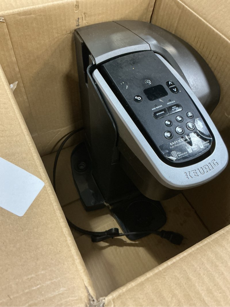 Condition photo showing As Is for keurig k-elite single serve k-cup pod coffee maker, with strength and temperature control, iced coff