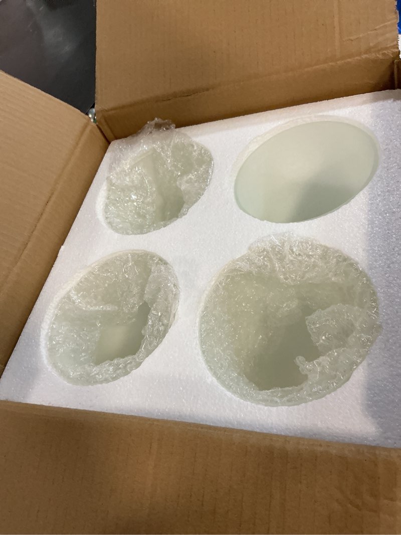 Condition photo showing Good Condition for giluta 4 pack bell shaped glass shade frosted light fixture shades replacement for ceiling fan light wall light,lipless with 1-5/8-inch fitter opening