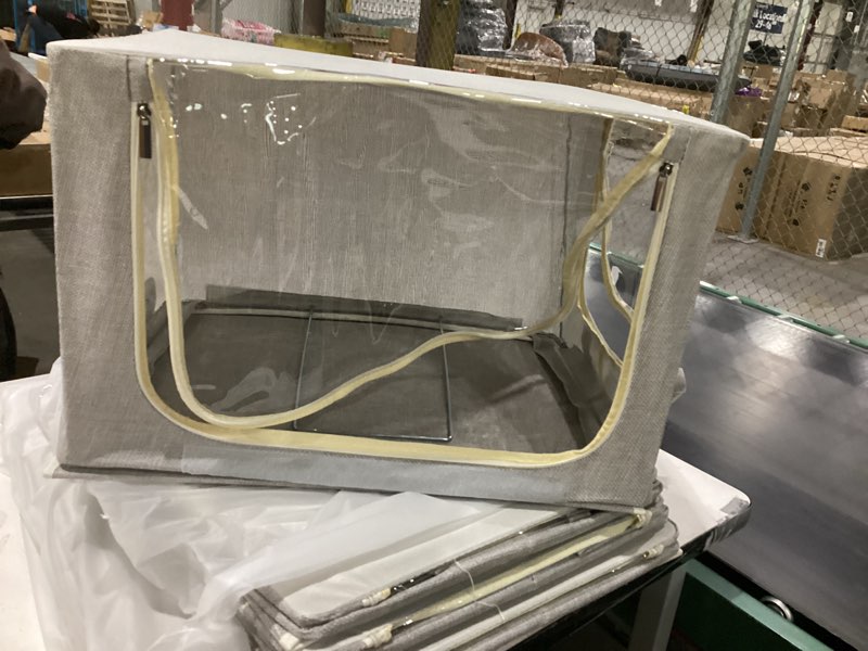 Lifewit Clothes Storage Bins with Metal Frame, Stackable Storage Box, Foldable Clothing Storage Bins with Lids, 25L Storage Bags Fabric Box Organizer with Clear Window? Zippers? Sturdy Handles 4 Pack