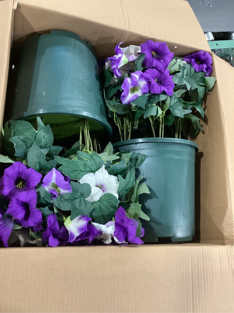 martine mall artificial flowers for outdoors, 2 potted realistic fake outdoor flowers, uv resistant 