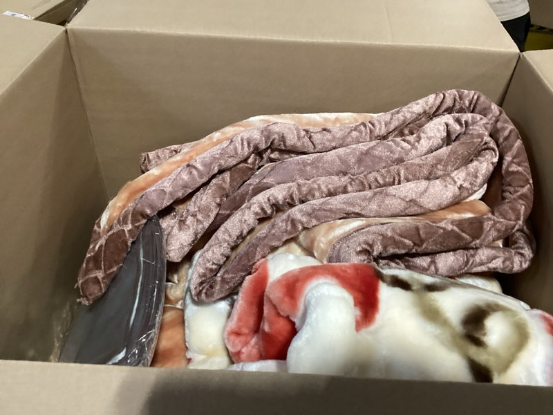 Condition photo showing As Is for 9 lbs heavy korean mink blanket, 2-ply silky soft plush & warm, queen size 79"×91" blanket for couch & bed. light brown queen 77x90 inch