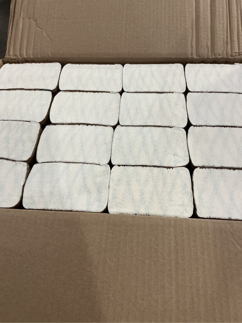 Condition photo showing New/Like New for tork extra soft multifold hand towels white with blue leaf print, h2 dispenser compatible 16 packs x 94 towels (101298)