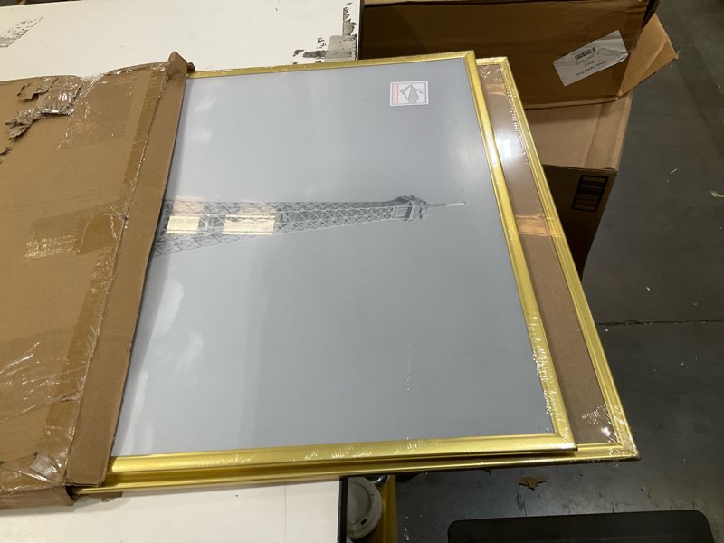 Condition photo showing Good Condition for upsimples 18x24 Picture Frame Gold 3 Pack, Scratch-Proof Poster Frames 18 x 24 for Photo Gallery - Slide-In Strips, Horizontal or Vertical Wall Mounting Gold 18x24