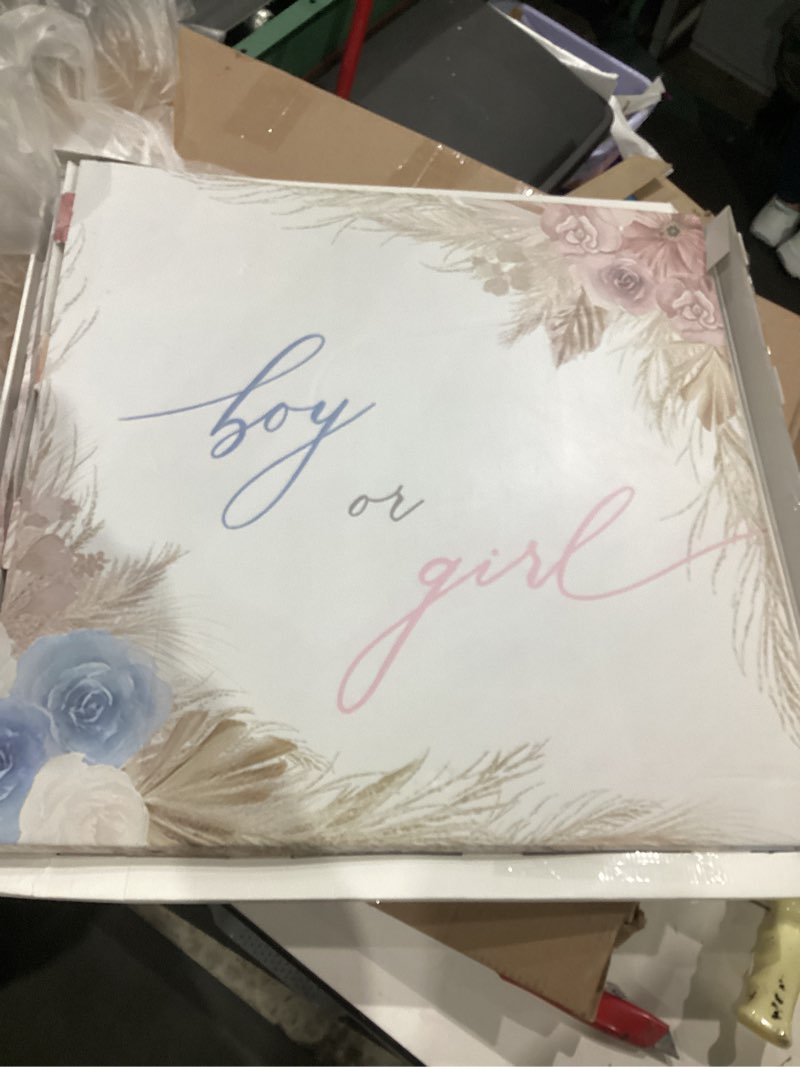 Condition photo showing As Is for unknown size ))))similar amazingspark  jumbo gender reveal gift box gender reveal baby shower birthday party decor(blue or pink
