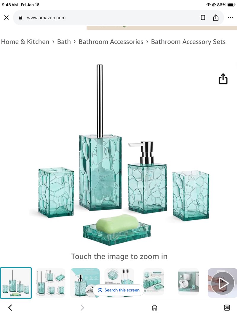 5 Piece Bathroom Accessories Set, Acrylic Bathroom Vanity Accessory Set with Toothbrush Holder Tumbler Lotion Dispenser Soap Dish Toilet Brush Set for Elegant Bathroom Decor and Gift Set (BLUE)