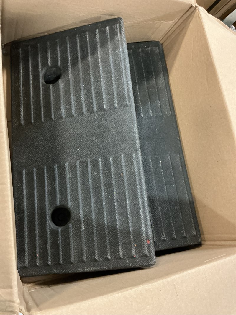 Condition photo showing Good Condition for rubber curb ramps for driveway curb ramps for sidewalks door ramps for thresholds heavy duty 2 pack 4 inch rise ramps for wheelchairs shed ramp for riding mower 7000lbs powersport loading 4"inch