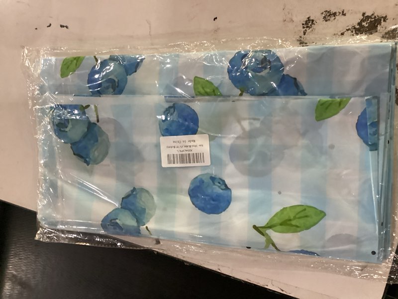 Condition photo showing Good Condition for 3 pack blueberries disposable table cloth 54”x 108” summer fruit tablecloth | rectangular waterproof plastic table cover for dining room kitchen birthday party baby shower decor picnic (blueberry)