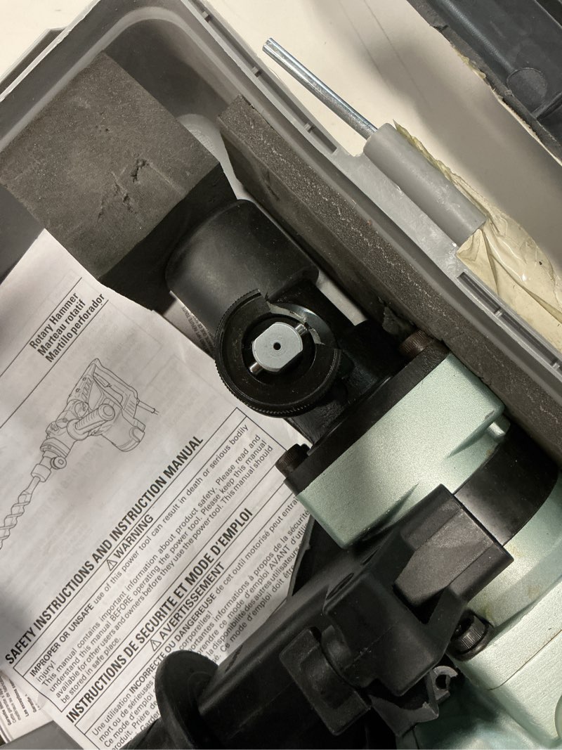 Condition photo showing As Is for metabo hpt rotary hammer | 1-9/16-inch spline shank | 2,800 full-load impact rate | 10 amp motor | 2 modes | dh38ye3 dh38ye3 (next gen model)