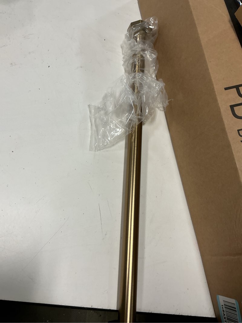 Condition photo showing As Is for ivilon tension curtain rod - hexagonal spring tension rod for windows or shower, 24 to 36 inch, warm gold 24" to 36" warm gold