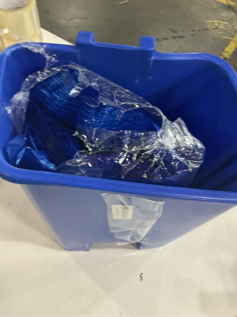 Condition photo showing As Is for geiserailie 1 set 5.3 gallon recycle bins for kitchen with foot-operated & self-closing lid, includes 50 trash bags wastebasket bin for recycling and waste for indoor&outdoor kitchen & office
