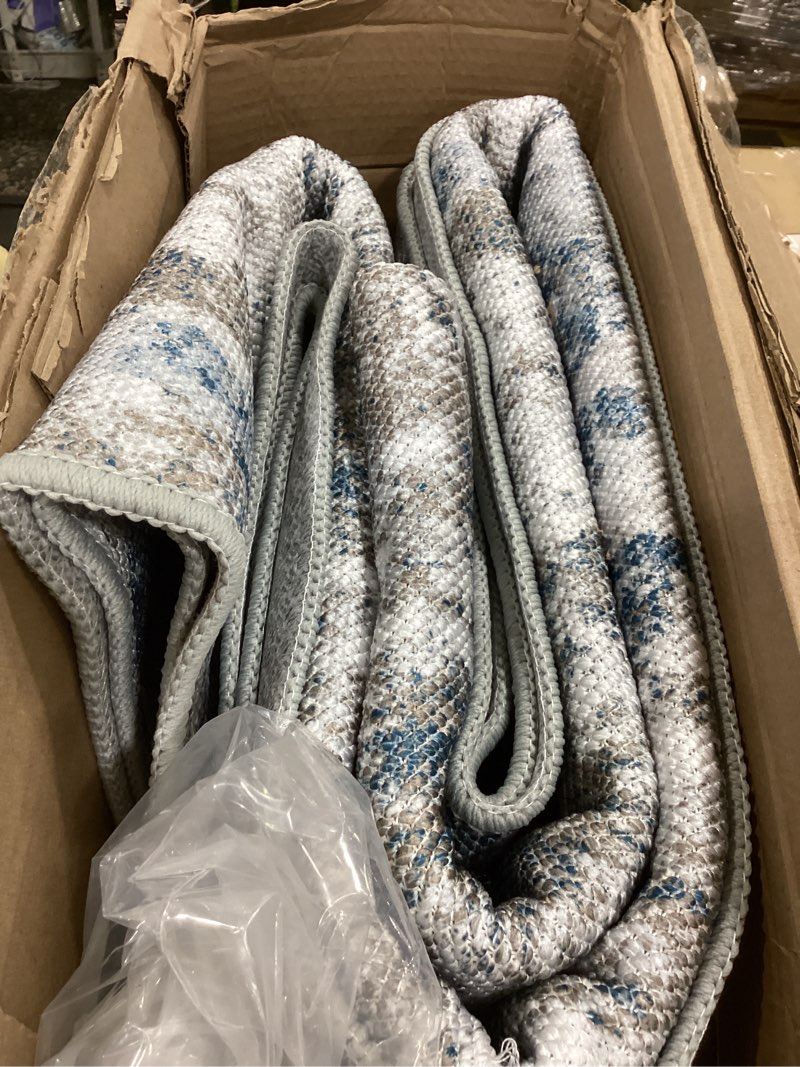 Condition photo showing As Is for washable carpet runners for hallway 12ft-non slip floor runners for dogs, abstract hallway runner rug with ?silicone backing, stain resistant rug for indoor high traffic,2.6x12,multi