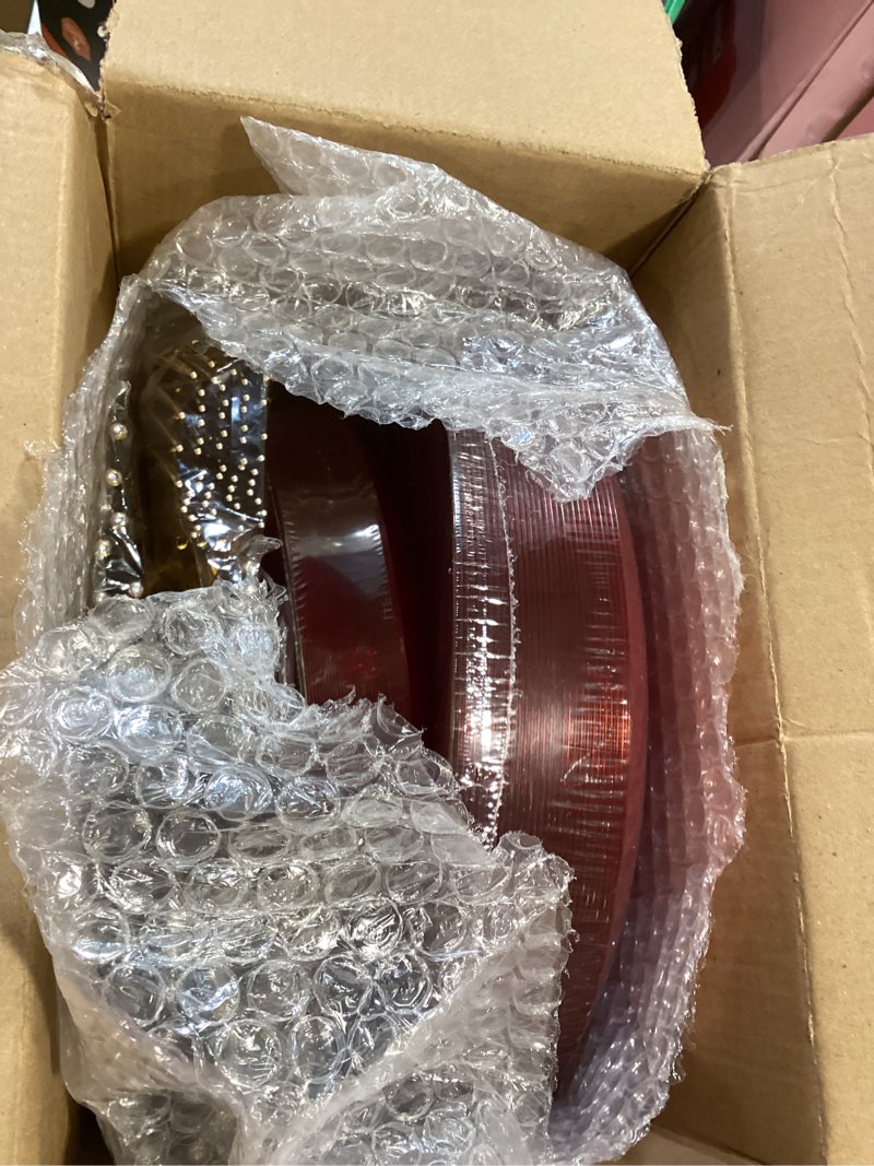 Condition photo showing Good Condition for i00000 150pcs red plastic plates with gold rim,fancy plastic plates,red hammer patterned disposable plates set include 30 dinner plate,30 dessert plate,90 plastic silverware set for valentine's day clear and red