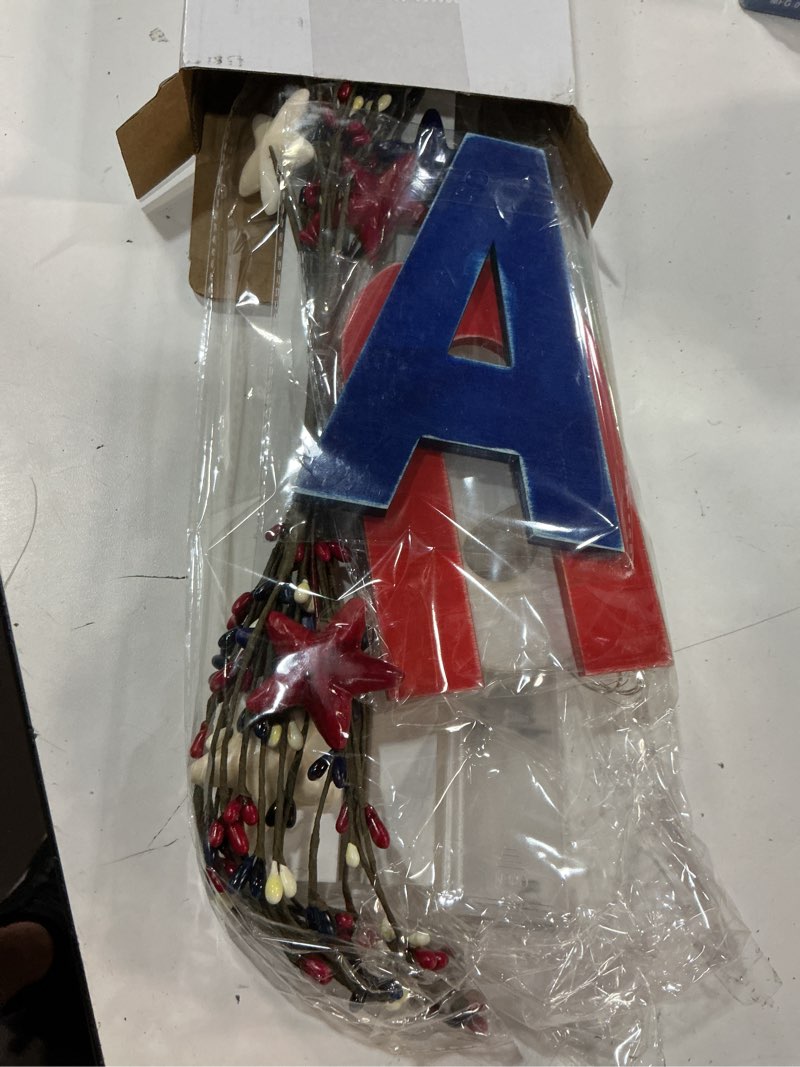 Condition photo showing Good Condition for leinuosen 4th of july table decoration indoor wooden tabletop lighted decoration independence day sign usa led patriotic centerpiece wood plaque red white blue decor for 250th anniversary table mantel