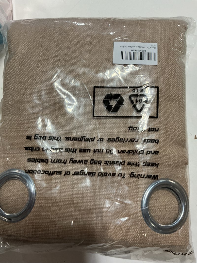 Condition photo showing New/Like New for bgment tan curtains 84 inch - linen burlap texture light filtering semi sheer boho farmhouse window panels for living room, set of 2, 52" wide 52"w x 84"l (pack of 2) tan