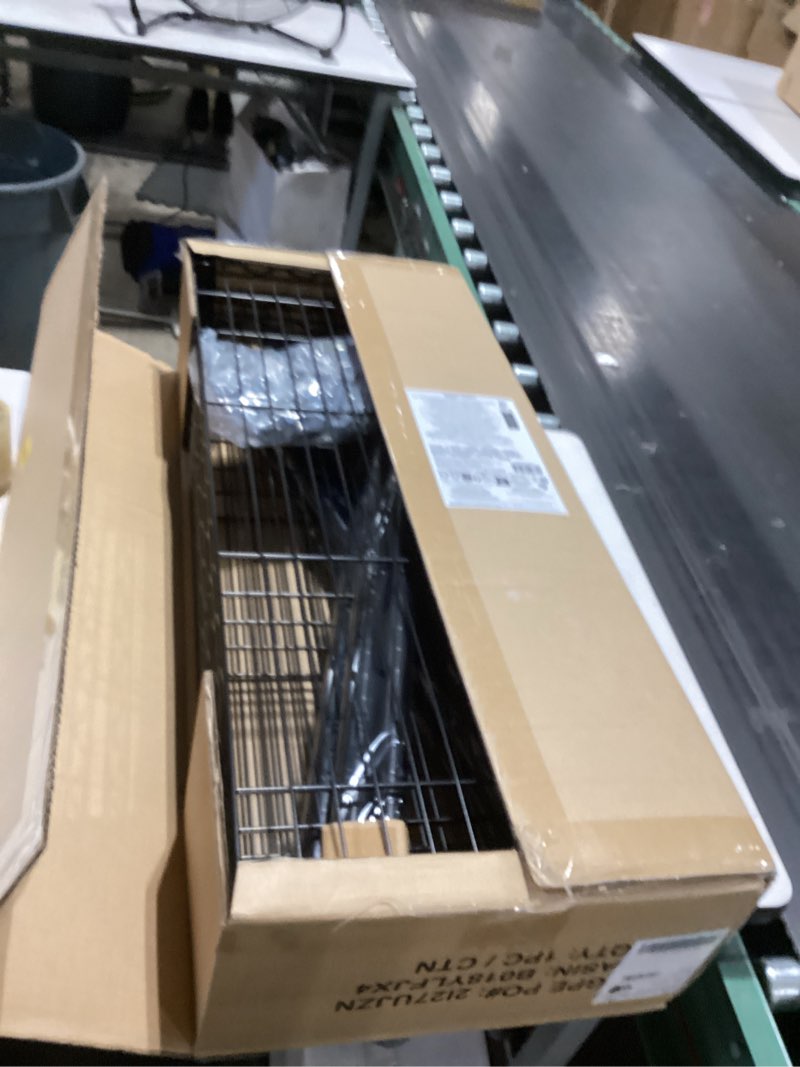 Condition photo showing As Is for amazon basics 5-shelf adjustable heavy duty steel wire storage shelves for garage, kitchen, easy assembly, 36" x 14" x 72", black no wheels 36" l x 14" w x 72" h black
