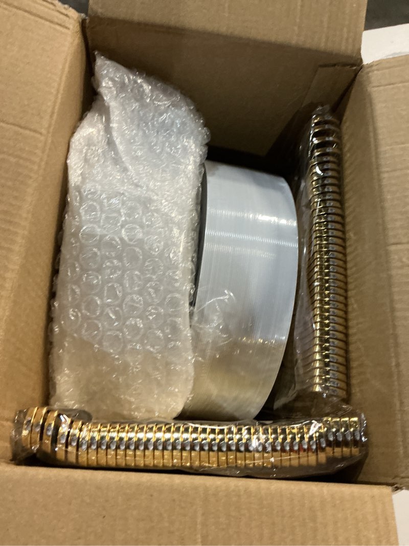 Condition photo showing Good Condition for i00000 144 small plastic dessert plates set include 72 pcs gold dessert plates 7.5" with 72 pcs forks 7.5",disposable cake plate,fancy white gold plastic small plates for party