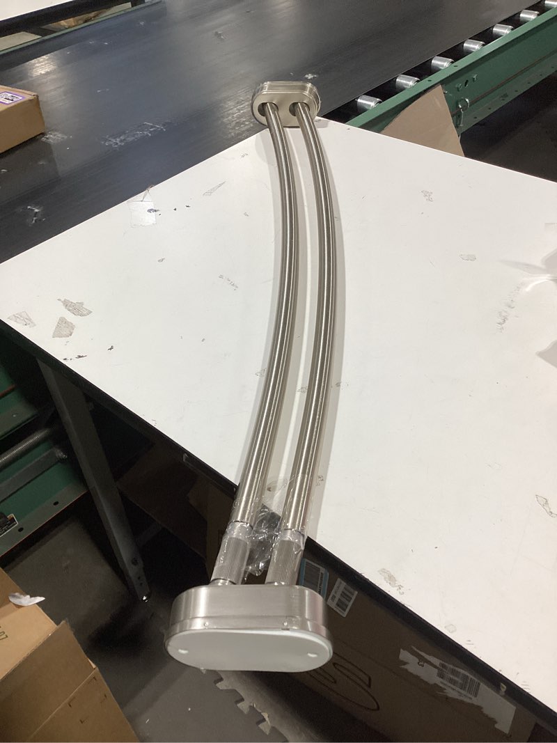 Condition photo showing Good Condition for 72 in. rustproof adjustable expandable wall mounted aluminum double curved shower rod, shower liner shower hooks, chrome