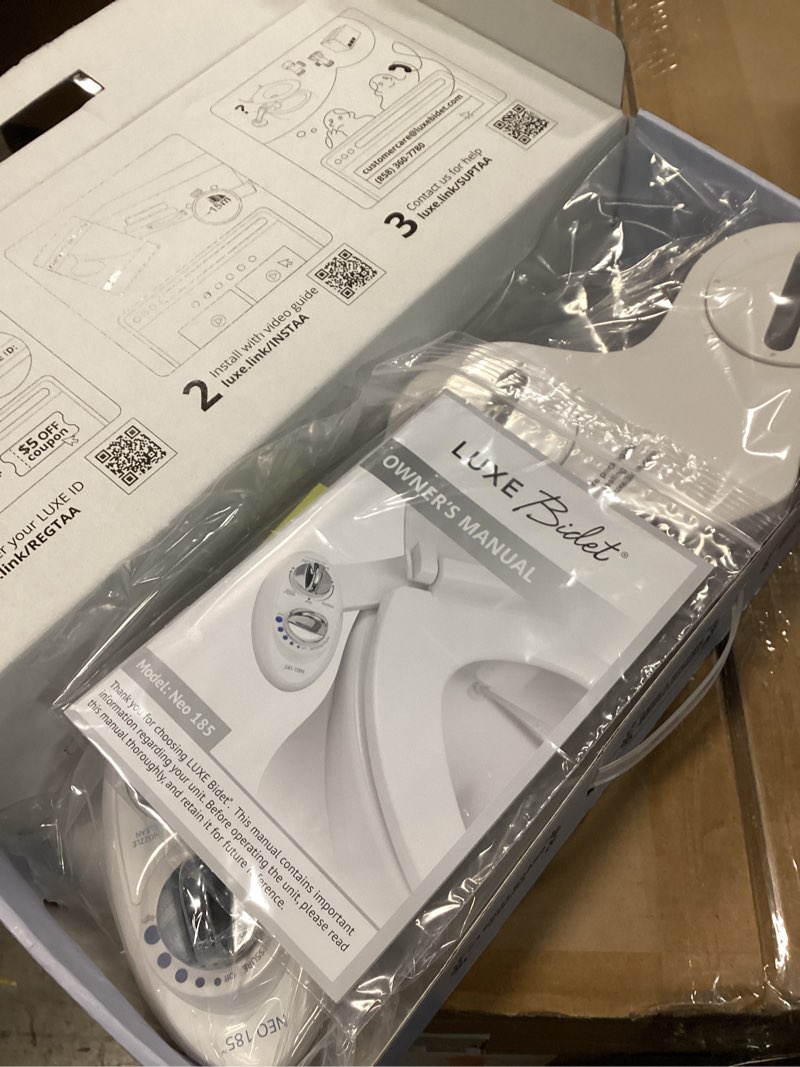 Condition photo showing New/Like New for LUXE Bidet NEO 185 - Dual Nozzle, Self-Cleaning, Non-Electric Bidet Attachment for Toilet Seat, Adjustable Water Pressure, Rear & Feminine Wash (White)