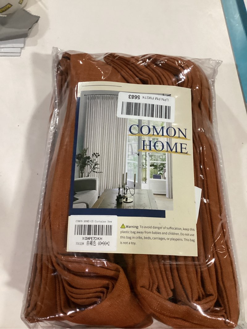 Condition photo showing New/Like New for Terracotta Burnt Orange Thick Linen Curtains Pinch Pleated 96 Inch Length 2 Panels for Living Room Bedroom Semi Sheer Light Filtering Heavy Linen Drapes 40"W x 96"L (Pack of 2) Terracotta