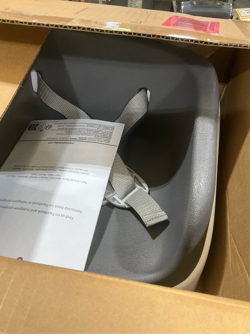 Condition photo showing Good Condition for ingenuity smartclean toddler booster seat for kitchen chair – lightweight for on-the-go, easy-clean, 3-point harness strap – booster seat for dining table, slate