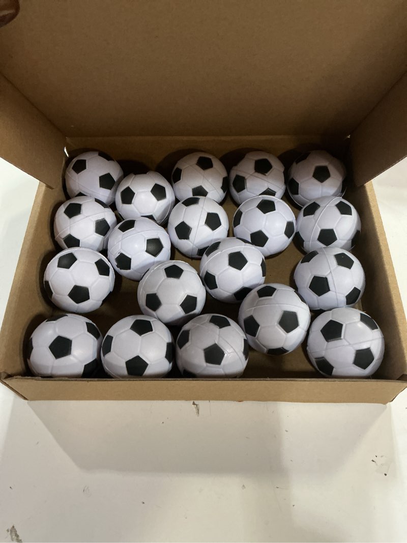 Condition photo showing New/Like New for hxezoc mini soccer stress balls 19 packs soccer foam sports balls small squeeze anxiety bulk toy ball for kids soccer birthday party, school carnival party supplies
