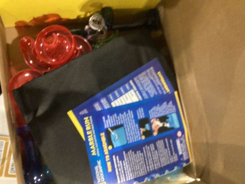 Condition photo showing As Is for National Geographic Marble Run with Motorized Elevator - 150-Piece Marble Maze Kit with Motorized Spiral Lift, 30 Marbles, Storage Bag & More, Perpetual Motion Machine, Kids Physics Toys