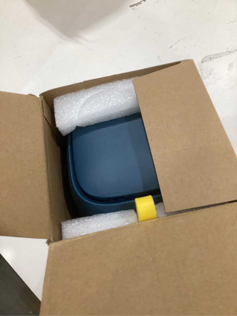 Condition photo showing Good Condition for mini countertop trash can with 3 rolls of trash bags, waste can with press type lid, 1.5 l / 0.40 gal wastebasket trash can dispenser, mini bin for coffee table, bathroom vanity top(navy blue)