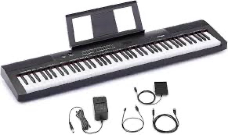 88 Key Digital Piano, Semi Weighted Electronic Keyboard Piano with Music Stand, Power Supply, Sustai