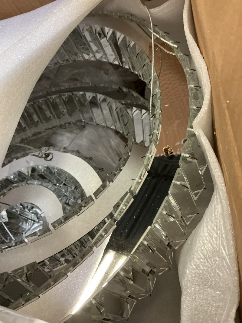 Condition photo showing Good Condition for CLAIRDAI LED Crystal Chandeliers High Brightnes 4 Rings Adjustable Stainless Pendant Lighting Chandeliers for Bedroom Living Room Dining Room Dia 5.9-9.8"-13.8"-17.7" 6500K Cool White 060-CW