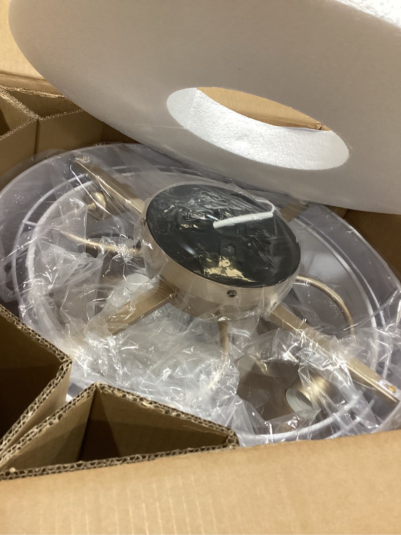 Condition photo showing Good Condition for Flush Mount Ceiling Fan with Lights, 20" Low Profile Boho Ceiling Fan with Light Remote Control, Caged with 6 Speeds for Bedroom, Nursery, Living Room White