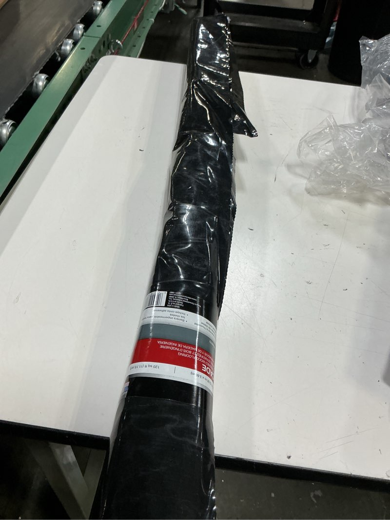 Condition photo showing Good Condition for roberts 70-115 moisture barricade underlayment film, for vinyl, laminate spc, engineered wood floors, 6 mil. thick, polyethylene, 120 sq. foot roll, black 120 sq. ft.